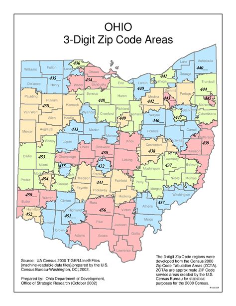 Printable Ohio Zip Code Map
